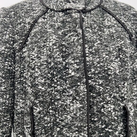 Sandro Petite Black/White Nubby Knit Sweater Jacket w/Hidden Button Front-Sz PM - Picture 4 of 12